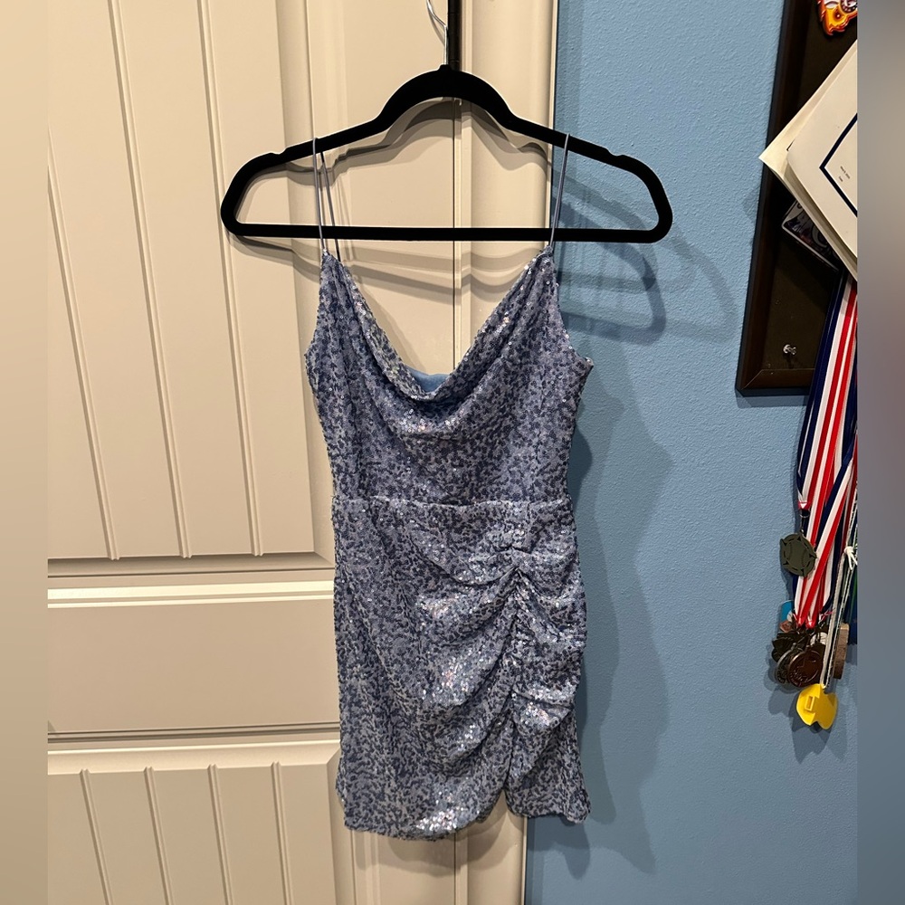 Brand new sparkly blue mini dress, never worn, small